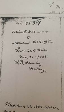 1923.11.21 Alice E, Desmarais to Standard Oil<br>for Promise of Sale (St. Landry Parish Court House)